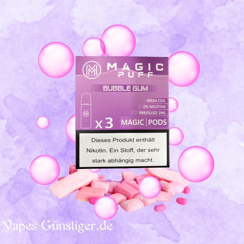 3 mal Magic Puff Pods Bubble Gum