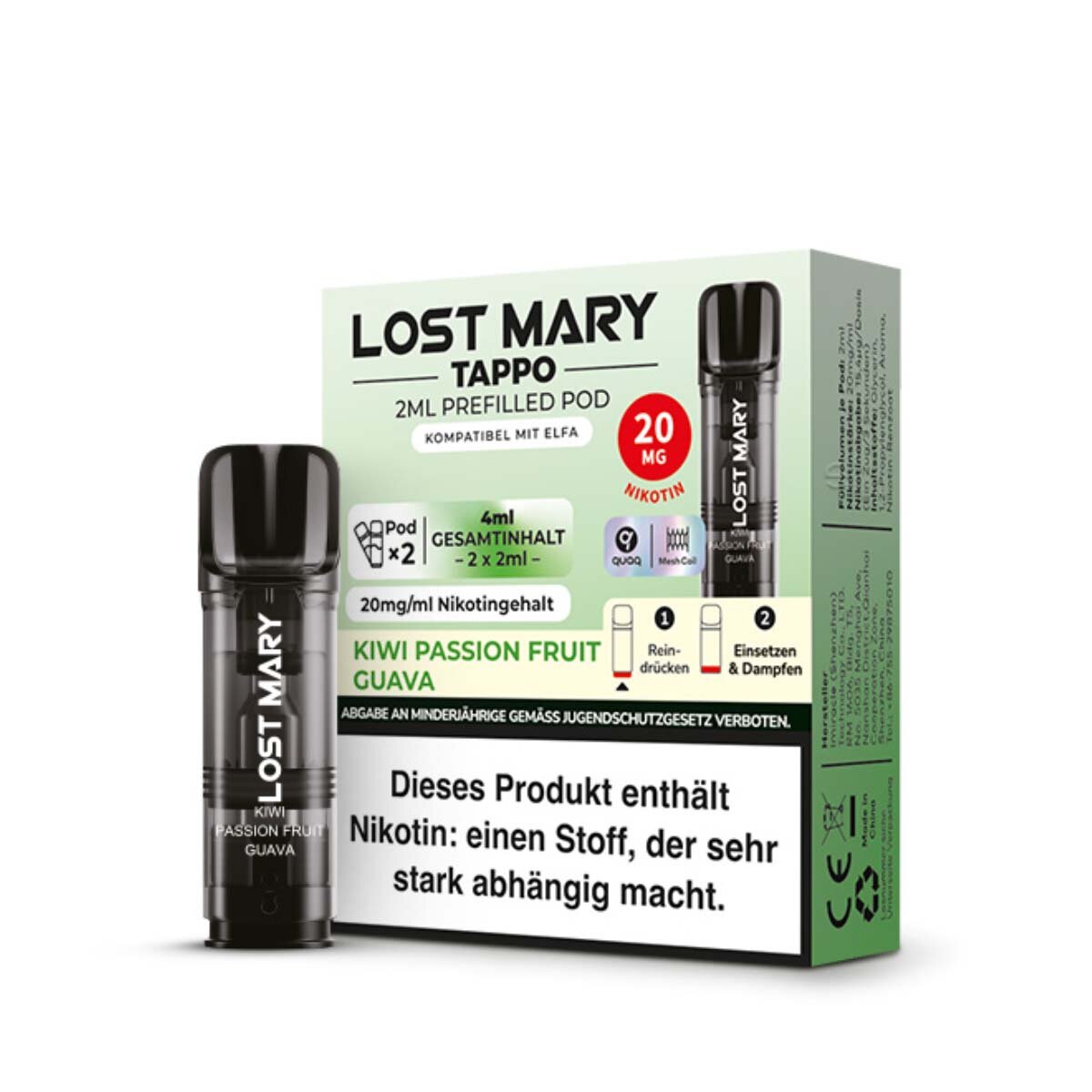 2x Lost Mary Pods Kiwi Passion Fruit Guava